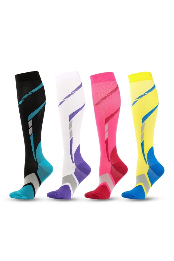 SZDUDU 4 Pairs Compression Socks for Men & Women 20-30 mmHg Circulation Support Recovery Socks for Medical, Running, Cycling, Athletic (L-XL/8-11)