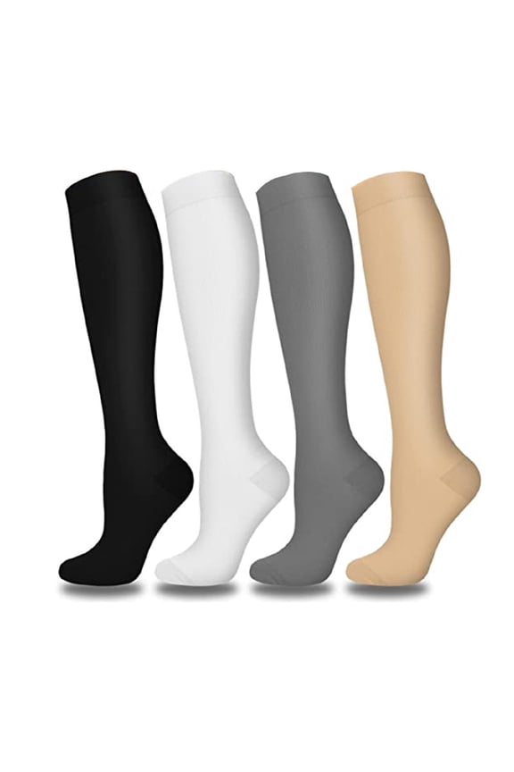 SZDUDU 4 Pairs Compression Socks for Women & Men 20-30 mmHg Circulation Support Recovery Socks for Nurses, Medical, Running, Cycling, Athletic (2XL)