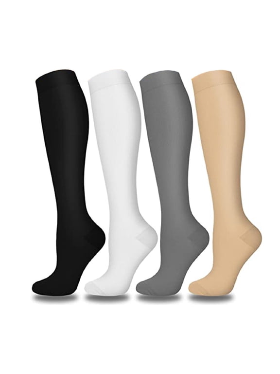 SZDUDU 4 Pairs Compression Socks for Women & Men 20-30 mmHg Circulation Support Recovery Socks for Nurses, Medical, Running, Cycling, Athletic (2XL)
