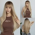 thumbnail image 1 of Blonde Wigs for Women Human Hair with Bangs, 26in Lace Front Wigs Human Hair Long Straight Bob Wig, 1 of 6