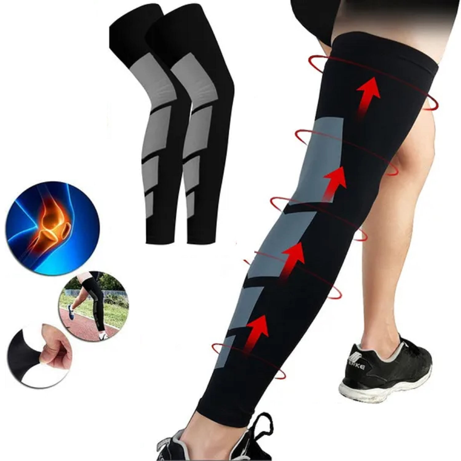 SZDUDU Compression Socks for Men Women Support Varicose Veins Knee  Compression Sleeve Socks for Nurse, Pregnant, Running, Cycling (Black, XL)