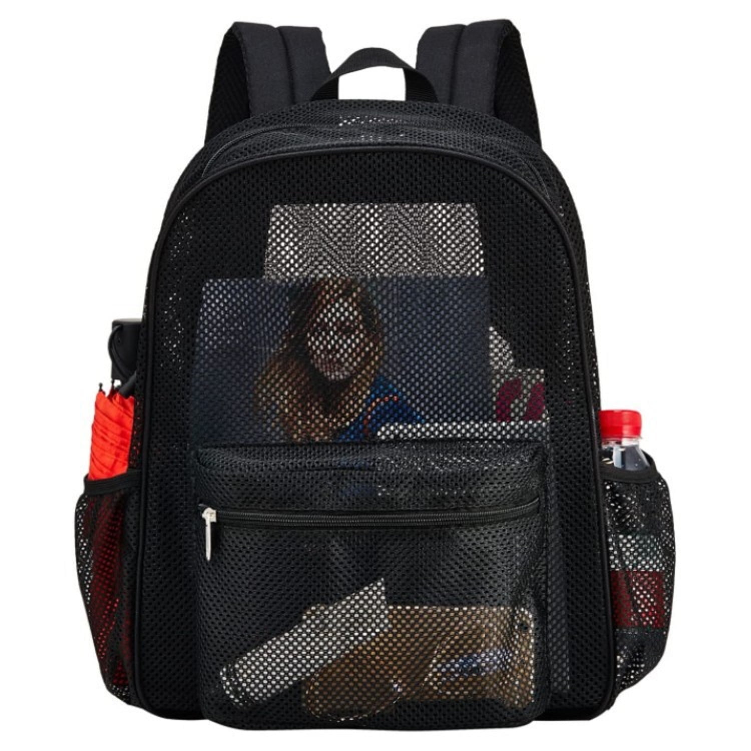 Heavy Duty Mesh Backpack for Adults, Semi-Transparent College Student ...