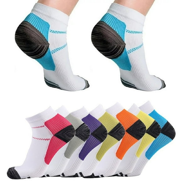 SZDUDU 7 Pairs Ankle Compression Socks for Men Women, Relieves Heel Pain Plantar Fasciitis, for Athletic,Travel & Medical (L/XL)