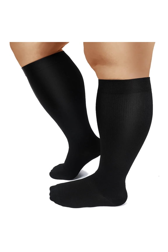 Plus Size Compression Socks for Women and Men Wide Calf 20-30mmhg Extra Large Knee High Support for Circulation, Plus Size Socks for Nurses, Running, Athletic, Cycling (4XL)