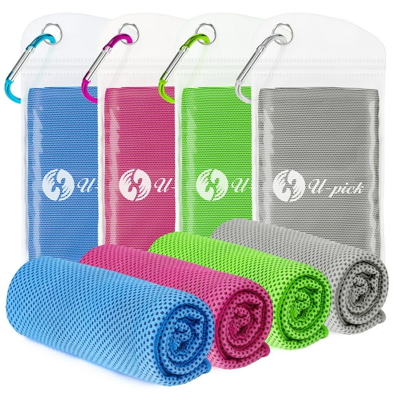 4 Packs Cooling Towel, Sport Towel for Neck, Soft Breathable Cold Towel for Yoga, Golf, Gym, Camping, Running, Workout, 40"x12"inch