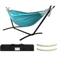 thumbnail image 1 of SZHLUX Double Hammock with Stand Included 450lb Capacity Steel Stand, Premium Carry Bag Included.Indoor Outdoor Brazilian-Style Cotton Bed for Backyard, Camping,Garden, 1 of 12