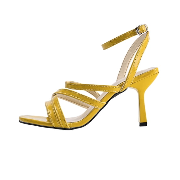 SZJXBUY Active Sandals Women Summer Casual Open Toe Strappy High Heels Slingback Stiletto Heel Sandals Elegant Party Dress Shoes Yellow,41