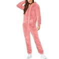 thumbnail image 1 of SZJXBUY Adult Onesie Pajamas for Women Fleece Hooded Plus Size Winter Jumpsuit Zipper Sherpa Sleepwear One Piece Loungewear Rompers with Pocket Pink,M, 1 of 6