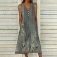 thumbnail image 1 of SZJXBUY Boho Dresses for Women Casual Dress Ethnic Style Summer Button V Neck Sleeveless with Pocket Flowy Dresses Holiday Beach Party Midi Dress Gray,XXXXXL, 1 of 5