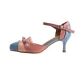 thumbnail image 1 of SZJXBUY Comfy Women's Sandals,Summer Casual Close Toe Low Heel Colorful Bow Pumps Block Heels Cute Bow Sweet Breathable Shoes Blue,41, 1 of 9