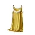 thumbnail image 1 of SZJXBUY Cotton Sleeveless Nightgown for Women Cooling Casual Modal Spaghetti Strap Nightdress Comfy Ruffle Lace Trim Sleepwear Tunic Dress Yellow,XXL, 1 of 3