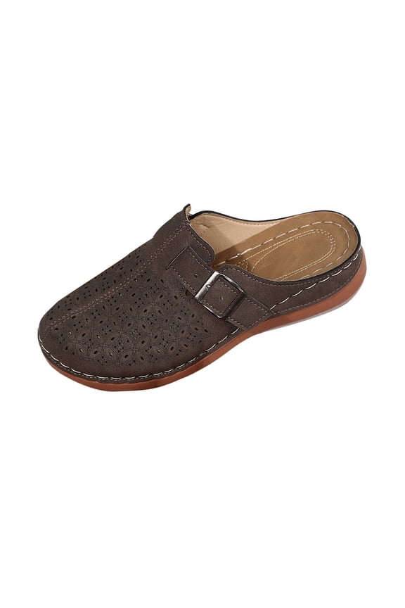Cute Clog Shoes for Women Summer Breathable Comfortable Slip On Closed Toe Sandals Casual Walking Platform Slides Coffee,37