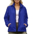 thumbnail image 1 of SZJXBUY Cute Womens Rain Jacket Casual Waterproof Hooded Zip Up Raincoat Lightweight Windbreaker with Pockets for Outdoor Travel Hiking Blue,S, 1 of 9