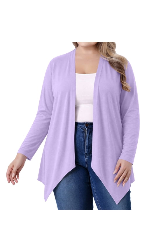Dressy Cardigans for Women Plus Size Lightweight Open Front Cardigan Long Sleeve Cover Ups Shrugs Shawls and Wraps Kimono Jacket Coat Purple,XL