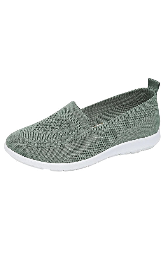 Flat Party Shoes for Women Summer Casual Breathable Slip On Go Walk Mesh Shoes Comfortable Athletic Sneakers Knit Low Wedge Dressy Ballet Platform Army Green,36