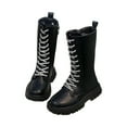 thumbnail image 1 of SZJXBUY Girl Cowboy Boots Waterproof PU Leather Goth Combat Boot Side Zipper Punk Waterproof Mid Calf Riding Winter Shoes Black,5 Years, 1 of 8
