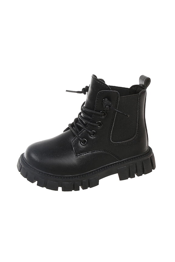Kids Girls Boots Waterproof Combat Ankle Boot Waterproof PU Leather Outdoor Hiking Four Seasons Chelsea Casual Shoes Black,7 Years