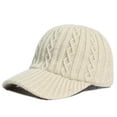 thumbnail image 1 of SZJXBUY Knit Hats for Women Fashionable Oversized Fleece Warm Beanie with Sun-Blocking Brim Classic Cold Weather Outdoor Travel Hat Beige,Free Size, 1 of 1