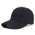 thumbnail image 1 of SZJXBUY Knitted Hats for Women Oversized Fleece Warm Beanie with Sun-Blocking Brim Classic Cold Weather Outdoor Travel Hat Black,Free Size, 1 of 1