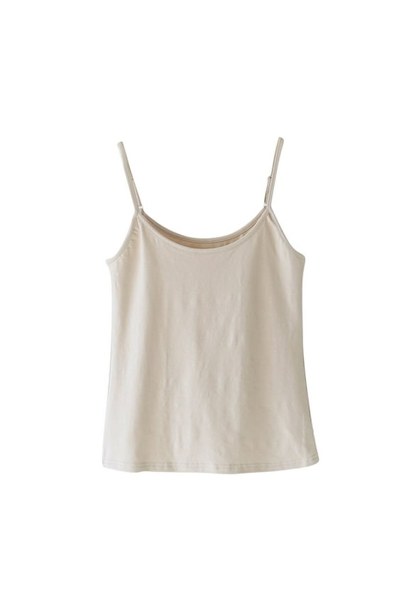 Ladies Pajama Tee Shirts Cooling Cotton Adjustable Spaghetti Straps Lounge Camisole Tees Summer Sleeveless Casual Sleepwear Night Tank Tops Beige,XXL