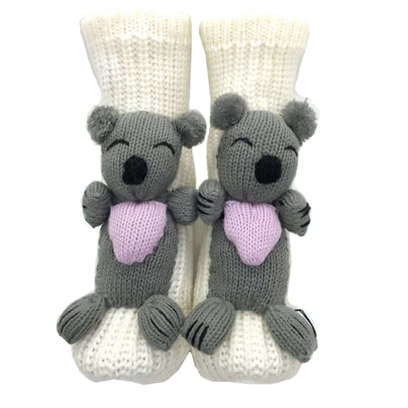 SZJXBUY Novelty Knitting Socks 3D Christmas Cotton Crochet Skid Proof Warm Casual Floor Carpet Sock Unisex White,Free Size