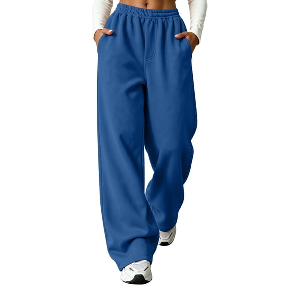 SZJXBUY Oversized Sweatpants Women Plus Size Casual Wide Leg Sweatpant with Pockets High Elastic Waist Fall Fashion Workout Pant Navy,S