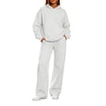 thumbnail image 1 of SZJXBUY Petite Sweatsuits for Women 5 Ft Short Oversized Fall 2 Piece Matching Sweat Sets Plus Size Hoodies & Baggy Wide Leg Pants Outfits Gray,L, 1 of 8