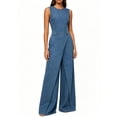 thumbnail image 1 of SZJXBUY Plus Size Denim Jumpsuits for Women Summer Casual Crewneck Wide Leg Sleeveless Jean Rompers Lightweight Loose Distressed One Piece Overalls Blue,S, 1 of 6