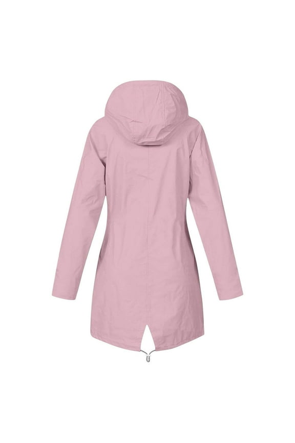 Rain Jackets Women,Solid Rain Coats Womens Waterproof Trench Coat Lightweight Full Zip Outdoor Hiking Windbreaker Travel Jackets with Pockets Today's Deal,Pink,XXXL