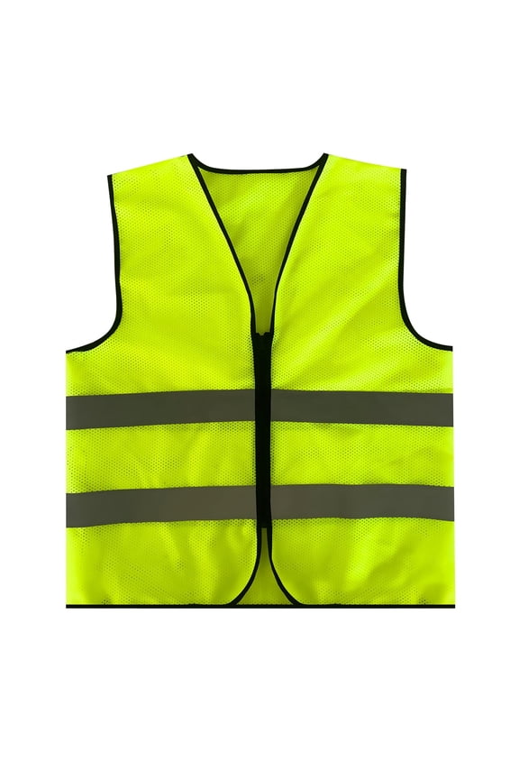 Reflective Safety Vest with Multiple Pockets Men High Visibility Mesh Casual Sleeveless Vests with Zipper Breathable Outerwear Top Green,Free Size