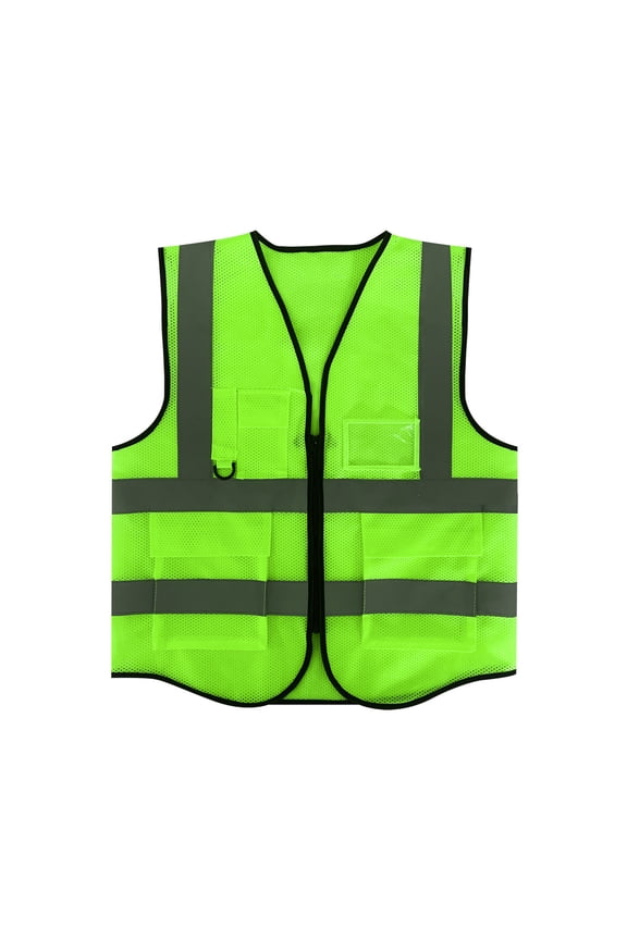 Reflective Work Vest for Men High Visibility Mesh Safety Sleeveless Vests with Pockets and Zipper Breathable Outerwear Top Green,Free Size