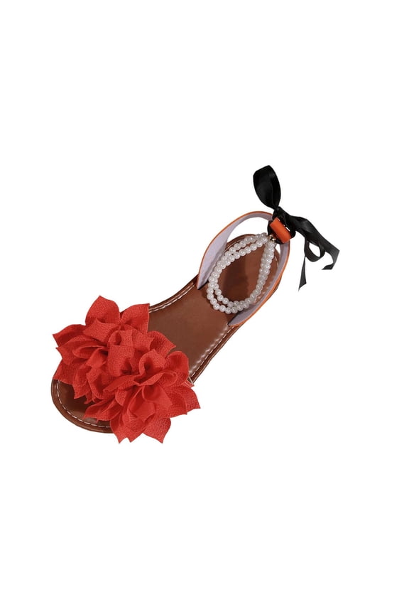 Sandals Women 2026,Summer Casual Elegant Floral Flat Sanadals Open Toe Comfortable Ankle Strap Work Beach Vacation Walking Shoes Orange,38