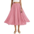 thumbnail image 1 of SZJXBUY Skirt for Women Linen Early Spring Casual A Line Skirt Summer Vacation High Waist Flowy Flare Swing Ruffle Skirts Free Size, 1 of 8