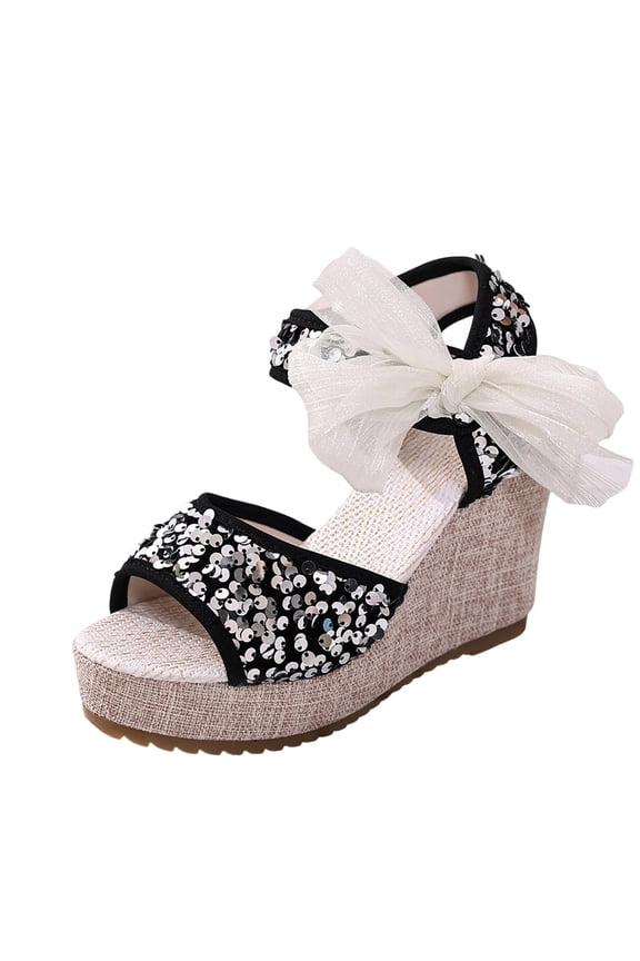 Sparkly Slide Sandals for Women Summer Bling Rhinestone Crystals Dressy Platform Ankle Buckle Wedge Sandals Cooling Open Toe Wide Width Platform Beach Shoes Black,40