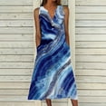 thumbnail image 1 of SZJXBUY Summer Dresses for Women 2024 Women's Plus Size Summer Marble Print Casual Dress Vintage Sleeveless Neck V-Neck Midi Tank Dress with Pockets Blue,XXXL, 1 of 5