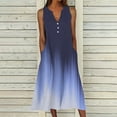 thumbnail image 1 of SZJXBUY Sundresses for Women Women Casual Dress Summer Button V Neck Sleeveless with Pocket Gradient Dresses Holiday Beach Party Midi Dress Navy,XL, 1 of 5