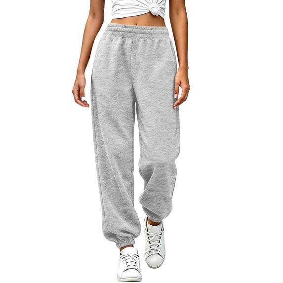 SZJXBUY Sweat Pants Women Baggy Plus Size Casual High Waisted Sweatpants Fall Winter Elastic Bottoms Workout Joggers Pants Gray,M