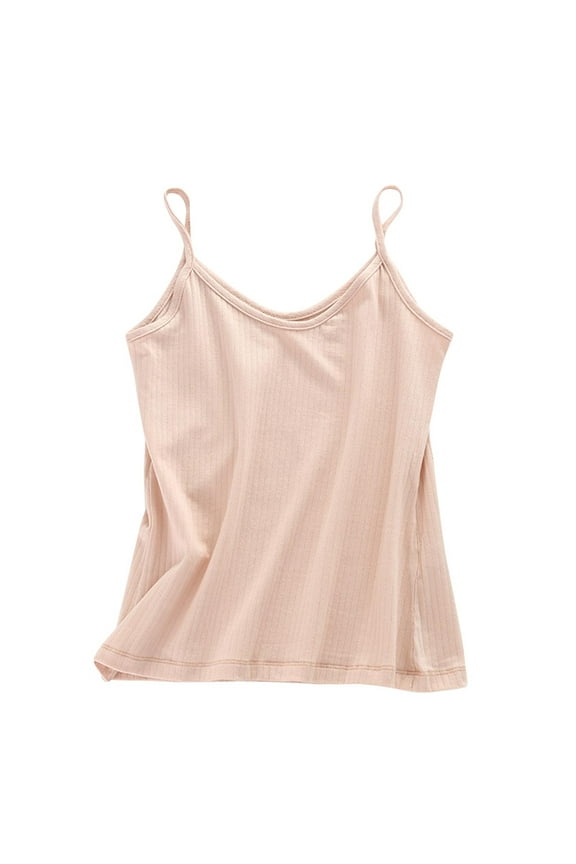 Tank Top Camisole for Women Cotton Spaghetti Strap Knitted Halter Tops Casual Slim Fit Sleeveless Undershirt Pink,M