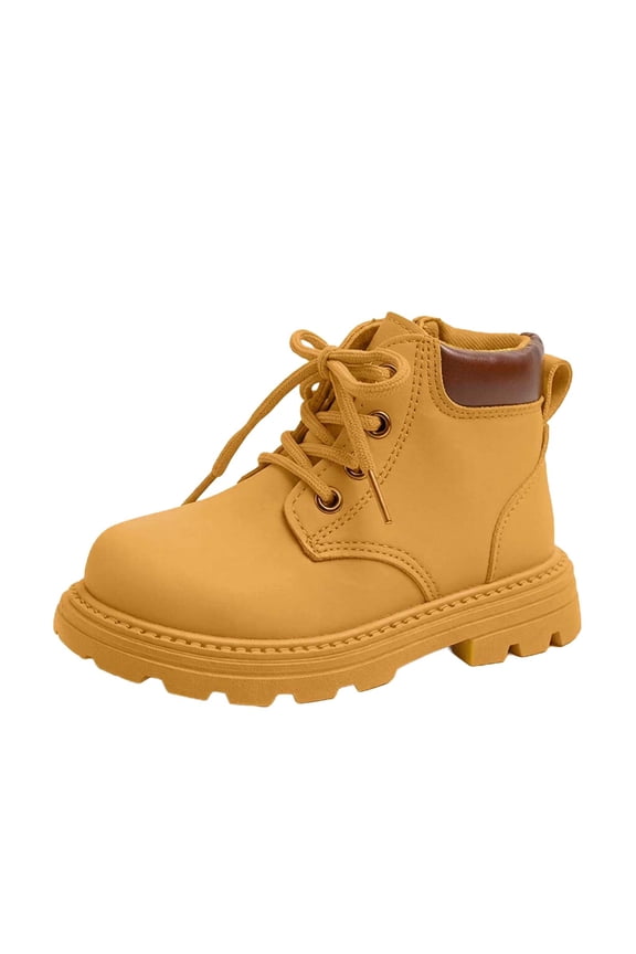 Western Chief Winter Boots Kids Casual Lace Up Ankle Boot Preppy Lug Sole Fall Fashion Walking Hiking Climbing Shoes Brown,28