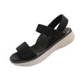 thumbnail image 1 of SZJXBUY Wide Width Platform Sandals for Women Open Toe Elegant Flat Wedge Sandals Summer Comfortable Elastic Ankle Strap Dressy Shoes Black,36, 1 of 9