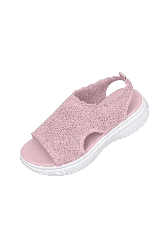 Woman Slip On Sandals,Summer Casual Orthopedic Slingback Slide Sport Sandals Breathable Mesh Platform Soft Sole Vacation Walking Shoes Pink,36