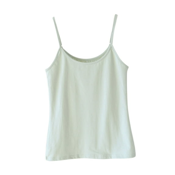 SZJXBUY Women Pj Tops Cooling Cotton Adjustable Spaghetti Straps Lounge Camisole Tees Summer Sleeveless Casual Sleepwear Night Tank Tees Green,L