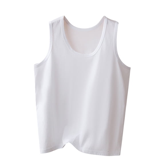 SZJXBUY Women's Plus Size Tank Top Soft Sleeveless Cotton Undershirts Solid Color Crewneck Shirts White,XXXXL