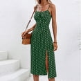 thumbnail image 1 of SZJXBUY Women's Polka Dot Dresses Plus Size,Sundresses for Women 2024 Sexy Boho Spaghetti Strap Polka Dot Tank Dress Flowy High Side Split Long Maxi Dresses Army Green,XXL, 1 of 6