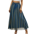 thumbnail image 1 of SZJXBUY Womens Golf Skirt Long Striped Elastic High Waist Chiffon Maxi Skirt Tiered Pleated A Line Boho Flowy Skirts Blue,L, 1 of 7