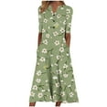 thumbnail image 1 of SZJXBUY Womens Short Sleeve Summer Boho Floral Maxi Dress Elegant Trendy Dressy Casual Loose Beach Vacation Dresses with Pockets 2025 Green,XL, 1 of 5