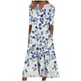 thumbnail image 1 of SZJXBUY Womens Short Sleeve Summer Boho Floral Maxi Dress Elegant Trendy Dressy Casual Loose Beach Vacation Dresses with Pockets 2025 White,XL, 1 of 5