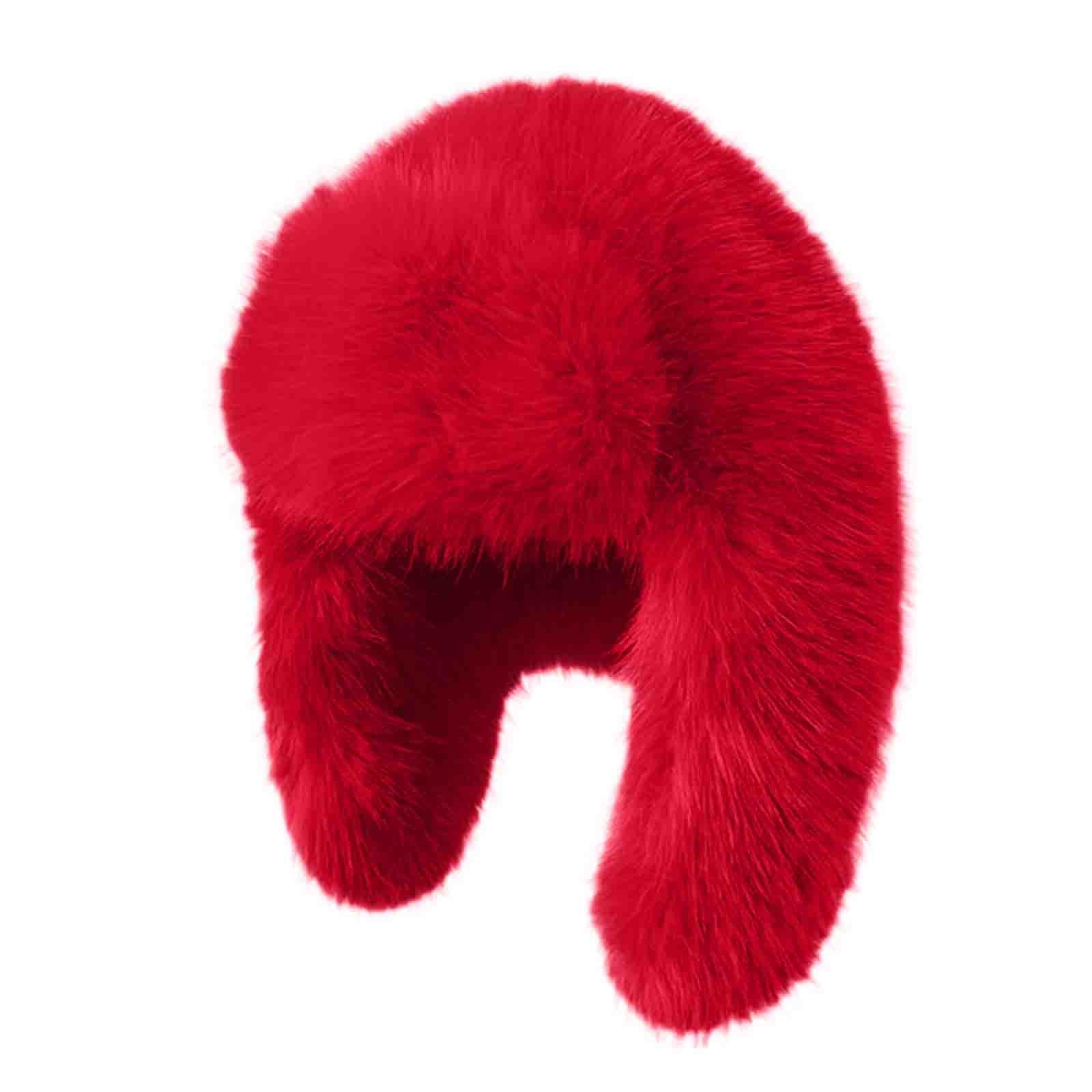 SZJXBUY Womens Trapper Hat Winter Luxurious Faux Mink Fur 