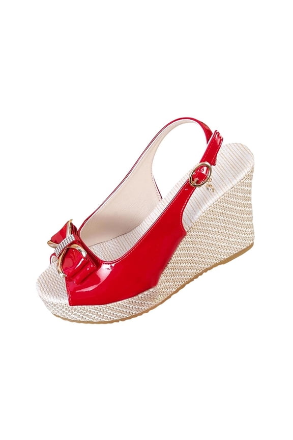 Womens Travel Sandals,Casual Summer Open Toe Breathable Gladiator Roman Sandals Soft Comfortable Leather Platform Wedges Shoes Red,41