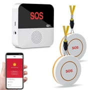 SZLHMZ Wireless Caregiver Pager, WiFi Smart APP Nurse Emergency Life Alert System Call Button for Elderly/Home/Patients/Disabled/School, 1 Receiver & 2 Call Buttons, SOS Emergency Alert